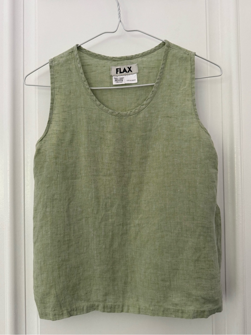 Flax Light Olive Green Linen Top